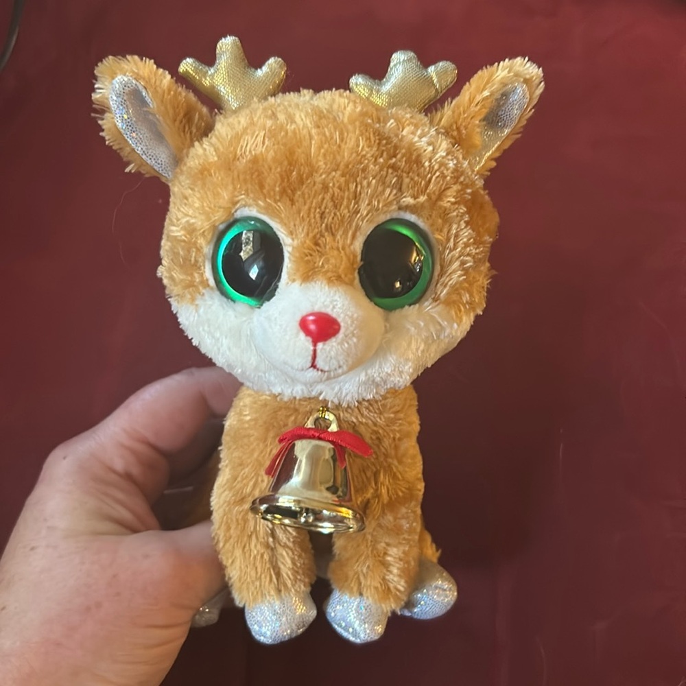 Rare Alpine Red Nose Gold Antler Reindeer Beanie Boo